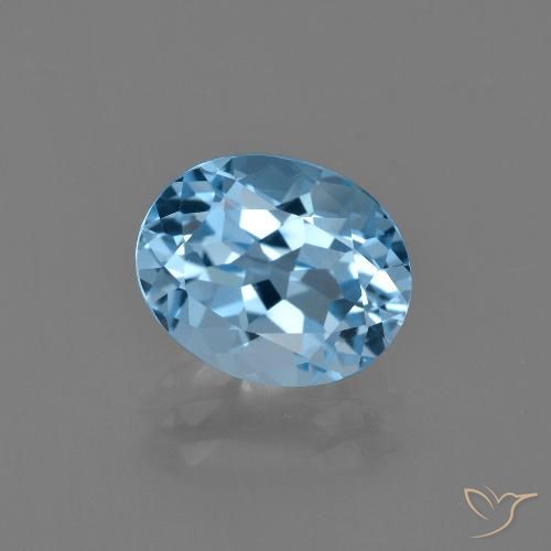 2.93캐럿 천연 스카이 블루 토파즈, 타원형 컷, 9.6×7.8 mm, VVS