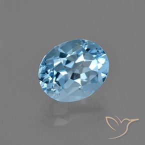 2.93캐럿 천연 스카이 블루 토파즈, 타원형 컷, 9.6×7.8 mm, VVS