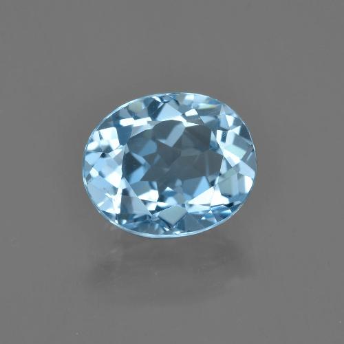 3.38캐럿 천연 스위스 블루 토파즈, 타원형 컷, 10×8.3 mm, VS