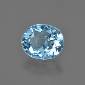 3.38캐럿 천연 스위스 블루 토파즈, 타원형 컷, 10×8.3 mm, VS
