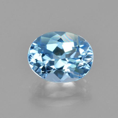 3.23캐럿 천연 스카이 블루 토파즈, 타원형 컷, 10×7.9 mm, VVS
