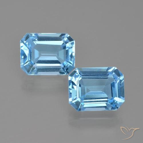 5.30캐럿 천연 스카이 블루 토파즈 보석, 에메랄드 컷, 9.1×7.1 mm, VVS-VS