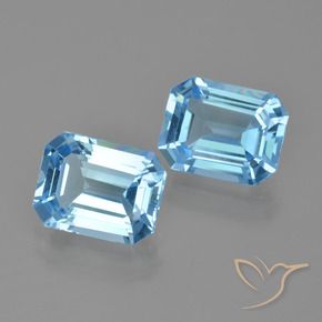 5.30캐럿 천연 스카이 블루 토파즈 보석, 에메랄드 컷, 9.1×7.1 mm, VVS-VS