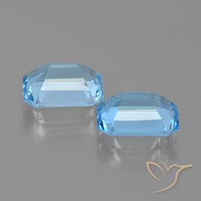 5.30캐럿 천연 스카이 블루 토파즈 보석, 에메랄드 컷, 9.1×7.1 mm, VVS-VS