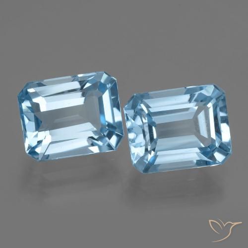 5.82캐럿 천연 스위스 블루 토파즈 보석, 에메랄드 컷, 9×7.1 mm, VVS-VS