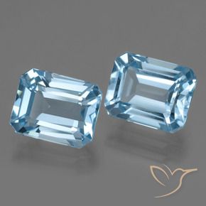5.82캐럿 천연 스위스 블루 토파즈 보석, 에메랄드 컷, 9×7.1 mm, VVS-VS