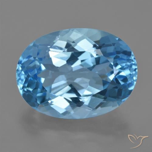 22.72ct 자연스러운 스위스 블루 황옥, 타원형, VVS-VS