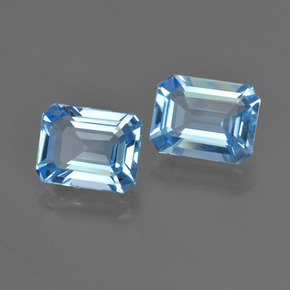 4.80캐럿 천연 스카이 블루 토파즈 보석, 에메랄드 컷, 9.1×7 mm, VVS