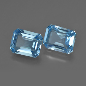 4.26캐럿 천연 스위스 블루 토파즈 보석, 에메랄드 컷, 8.6×7 mm, VS