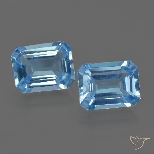 4.75캐럿 천연 스카이 블루 토파즈 보석, 에메랄드 컷, 9×7.1 mm, VS