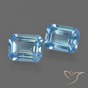 4.75캐럿 천연 스카이 블루 토파즈 보석, 에메랄드 컷, 9×7.1 mm, VS