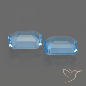4.75캐럿 천연 스카이 블루 토파즈 보석, 에메랄드 컷, 9×7.1 mm, VS