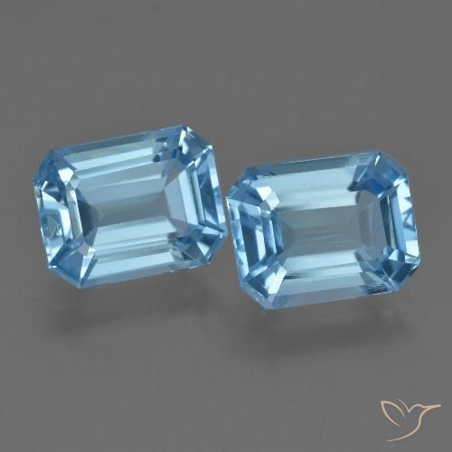 5.33캐럿 천연 스위스 블루 토파즈 보석, 에메랄드 컷, 8.9×7 mm, VVS-VS