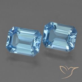 5.33캐럿 천연 스위스 블루 토파즈 보석, 에메랄드 컷, 8.9×7 mm, VVS-VS