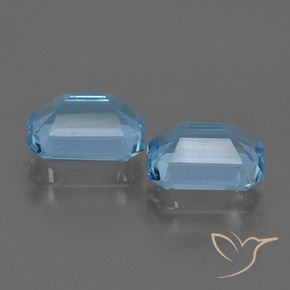 5.33캐럿 천연 스위스 블루 토파즈 보석, 에메랄드 컷, 8.9×7 mm, VVS-VS