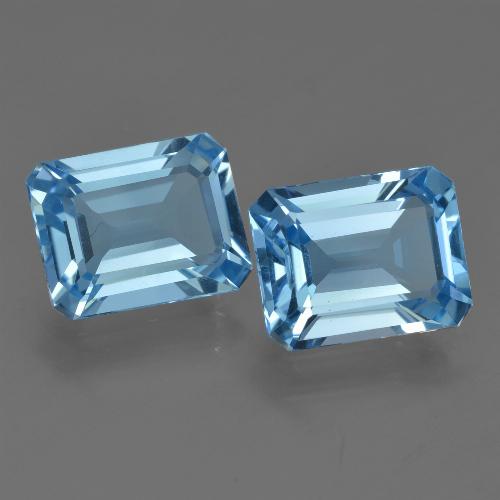 5.53캐럿 천연 스위스 블루 토파즈 보석, 에메랄드 컷, 9.1×7.2 mm, VVS