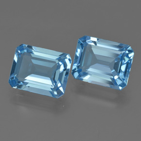 5.53캐럿 천연 스위스 블루 토파즈 보석, 에메랄드 컷, 9.1×7.2 mm, VVS