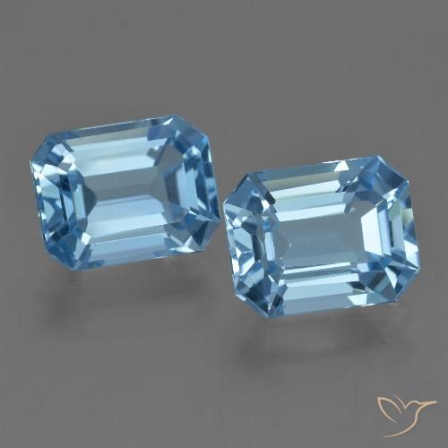 5.75캐럿 천연 스카이 블루 토파즈 보석, 에메랄드 컷, 8.9×6.9 mm, VVS