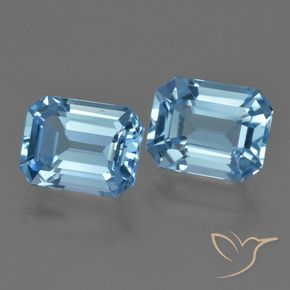 5.75캐럿 천연 스카이 블루 토파즈 보석, 에메랄드 컷, 8.9×6.9 mm, VVS