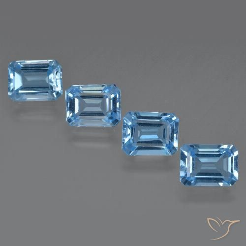 7.31캐럿 천연 스위스 블루 토파즈 보석, 에메랄드 컷, 8×6.1 mm, VVS-VS