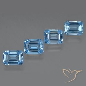 7.31캐럿 천연 스위스 블루 토파즈 보석, 에메랄드 컷, 8×6.1 mm, VVS-VS