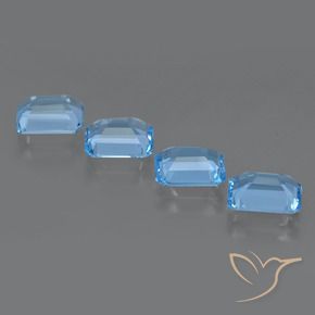 7.31캐럿 천연 스위스 블루 토파즈 보석, 에메랄드 컷, 8×6.1 mm, VVS-VS