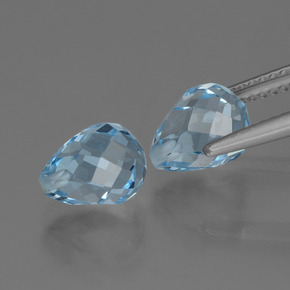 5.26캐럿 천연 스위스 블루 토파즈 보석, 브리올레트, 8.1×6.4 mm, VVS-VS
