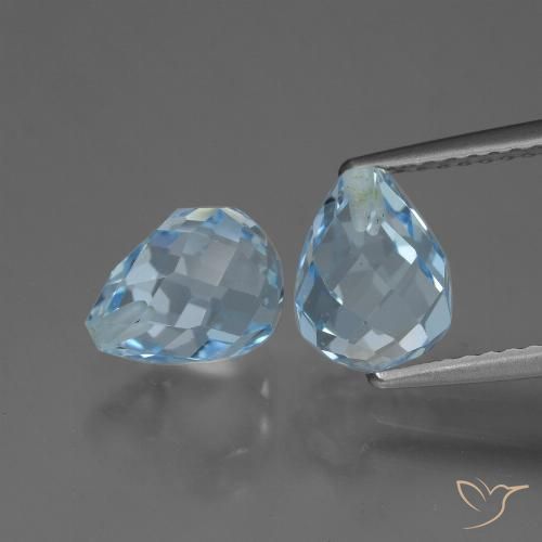 4.99ctw 자연스러운 하늘색 황옥, 브리올레트, VVS-VS