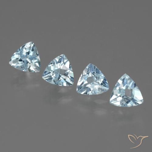 2.04캐럿 천연 스카이 블루 토파즈 보석, 트릴리언, 5.2×5.1 mm, VS