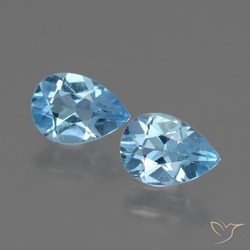 1.62캐럿 천연 스위스 블루 토파즈 보석, 배 모양, 7.1×5.1 mm, VVS-VS