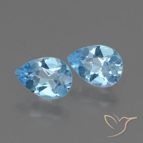 1.62캐럿 천연 스위스 블루 토파즈 보석, 배 모양, 7.1×5.1 mm, VVS-VS