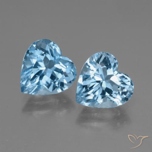 6.15캐럿 천연 스위스 블루 토파즈 보석, 하트 모양, 9×8.9 mm, VVS