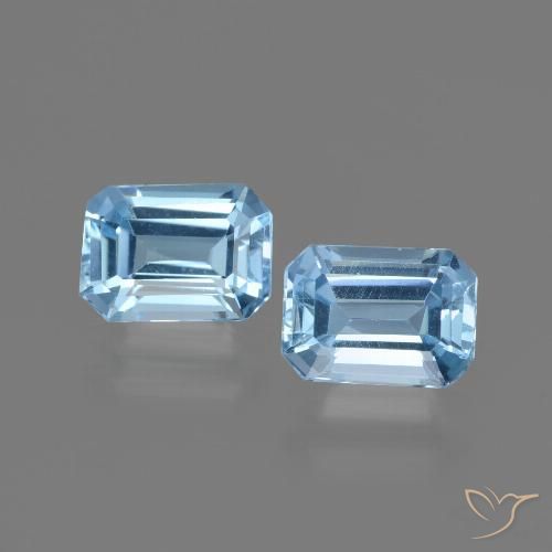 2.25ctw 자연스러운 하늘색 황옥, 에메랄드 컷, VVS-VS