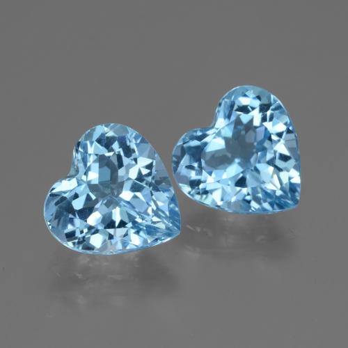5.98캐럿 천연 스위스 블루 토파즈 보석, 하트 모양, 9.1×9.1 mm, VVS