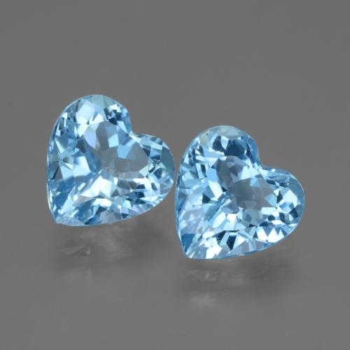 5.98캐럿 천연 스위스 블루 토파즈 보석, 하트 모양, 9.1×9.1 mm, VVS
