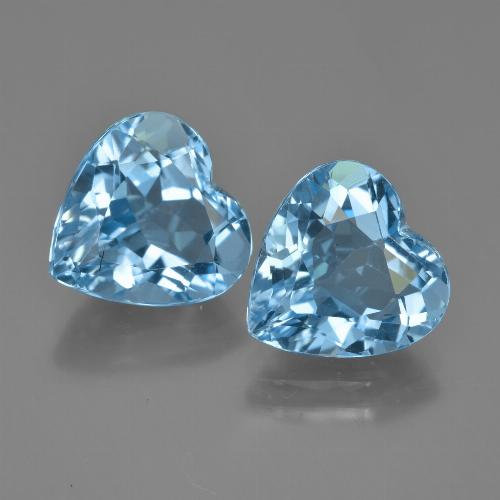 8.08캐럿 천연 스위스 블루 토파즈 보석, 하트 모양, 10×10.1 mm, VVS-VS