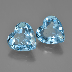 8.08캐럿 천연 스위스 블루 토파즈 보석, 하트 모양, 10×10.1 mm, VVS-VS