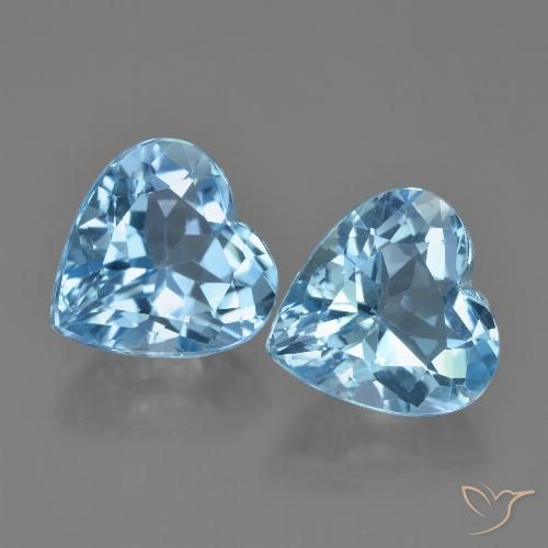 8.61캐럿 천연 스카이 블루 토파즈 보석, 하트 모양, 10.1×10.1 mm, VVS