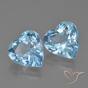 8.61캐럿 천연 스카이 블루 토파즈 보석, 하트 모양, 10.1×10.1 mm, VVS