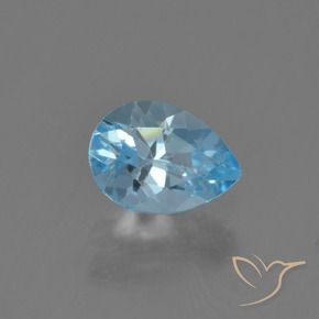 0.90캐럿 천연 하늘색 황옥, 배 모양, VVS-VS