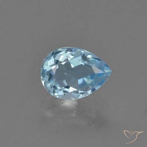0.92ct 자연스러운 하늘색 황옥, 배 모양, VVS-VS