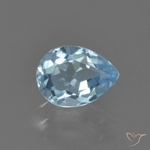0.89ct 자연스러운 하늘색 황옥, 배 모양, VS