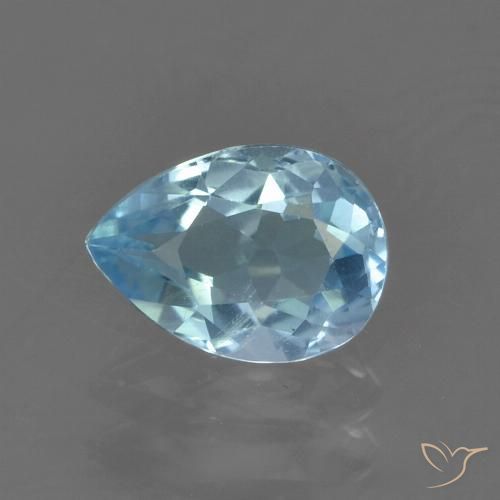 0.90ct 자연스러운 하늘색 황옥, 배 모양, VS