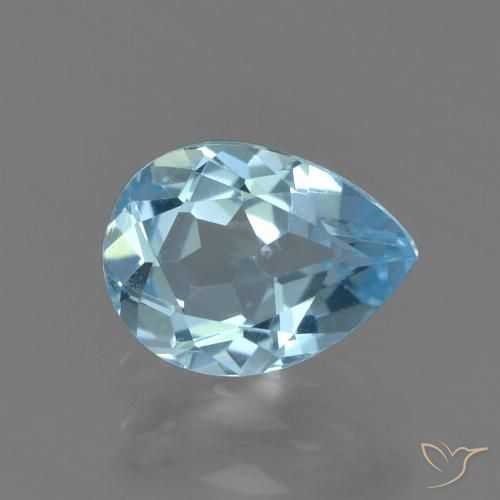 0.88ct 자연스러운 하늘색 황옥, 배 모양, VS