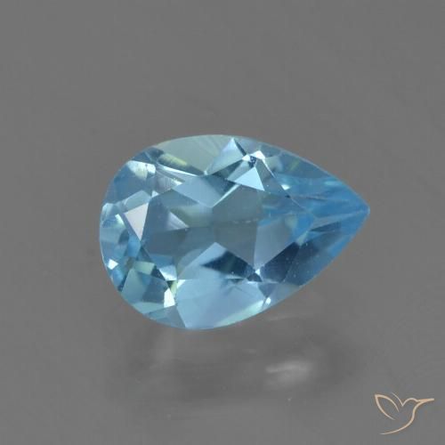 0.88ct 자연스러운 스위스 블루 황옥, 배 모양, VS