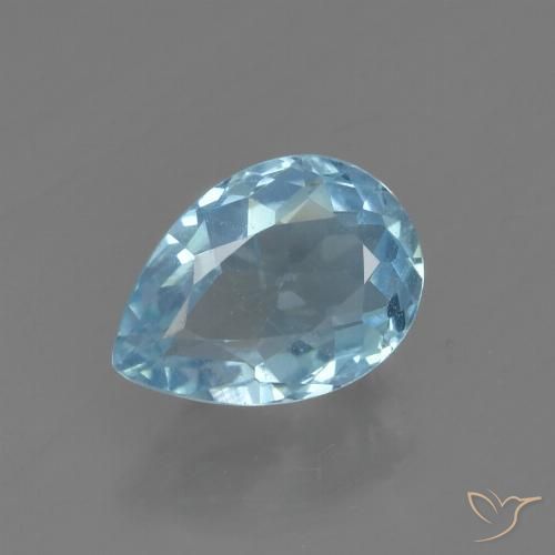 0.87ct 자연스러운 하늘색 황옥, 배 모양, VS