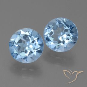 4.75캐럿 천연 스카이 블루 토파즈 보석, 라운드 컷, 8.18 mm, VS