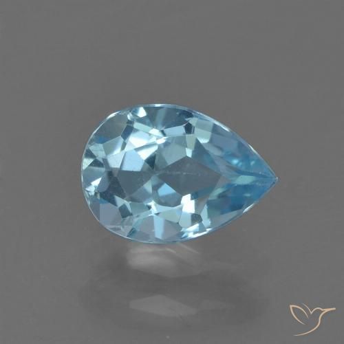 0.85ct 자연스러운 스위스 블루 황옥, 배 모양, VS