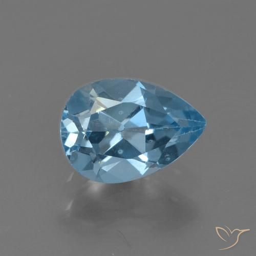 0.91ct 자연스러운 스위스 블루 황옥, 배 모양, VS