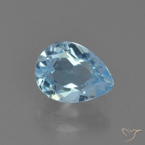 0.89ct 자연스러운 스위스 블루 황옥, 배 모양, VS